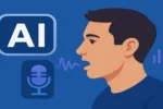 AI voice generator illustration showing human voice cloning using artificial intelligence for content creation.