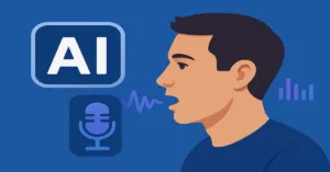AI voice generator illustration showing human voice cloning using artificial intelligence for content creation.