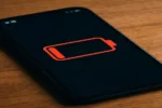 Low battery warning on smartphone screen representing phone battery drain issue