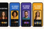 AI video editing apps 2025 for Collage of AI video editing app interfaces for 2025.