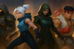 Top 2025 mobile games featuring futuristic warriors, fighters, and strategy characters