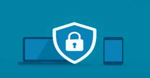 Shield with lock and devices symbolizing online privacy – best free VPN apps 2025
