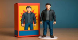 A collectible figurine styled with vibrant packaging, created using Gemini AI Nano Banana prompts, trending in 2025.